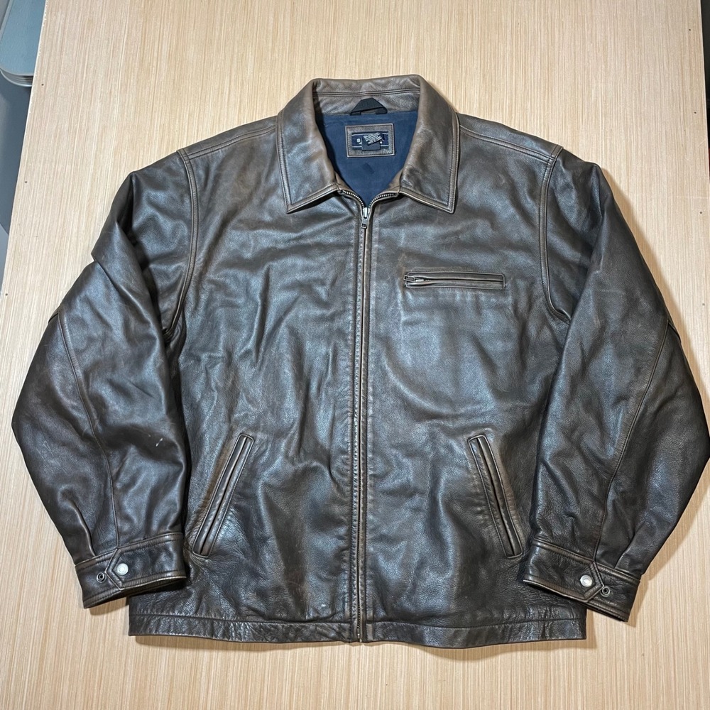 Sonoma Leather Jacket Mens XL Brown Genuine Leather Full Zip Classic Bomber